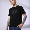 Men Brand Print Oversized Crew-Neck T-Shirt - Lee Cooper Black