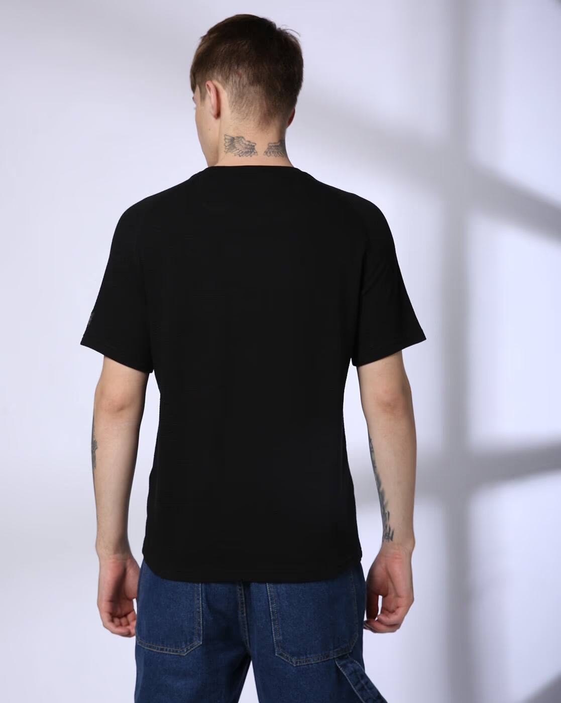 Men Brand Print Oversized Crew-Neck T-Shirt - Lee Cooper Black