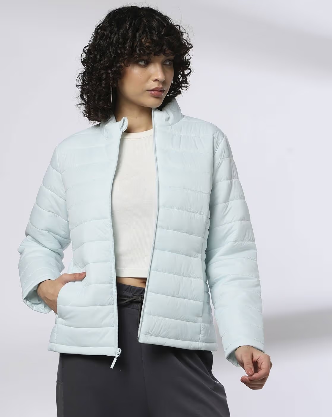 Women Quilted Relaxed Fit Puffer Jacket - Teamspirit Blue