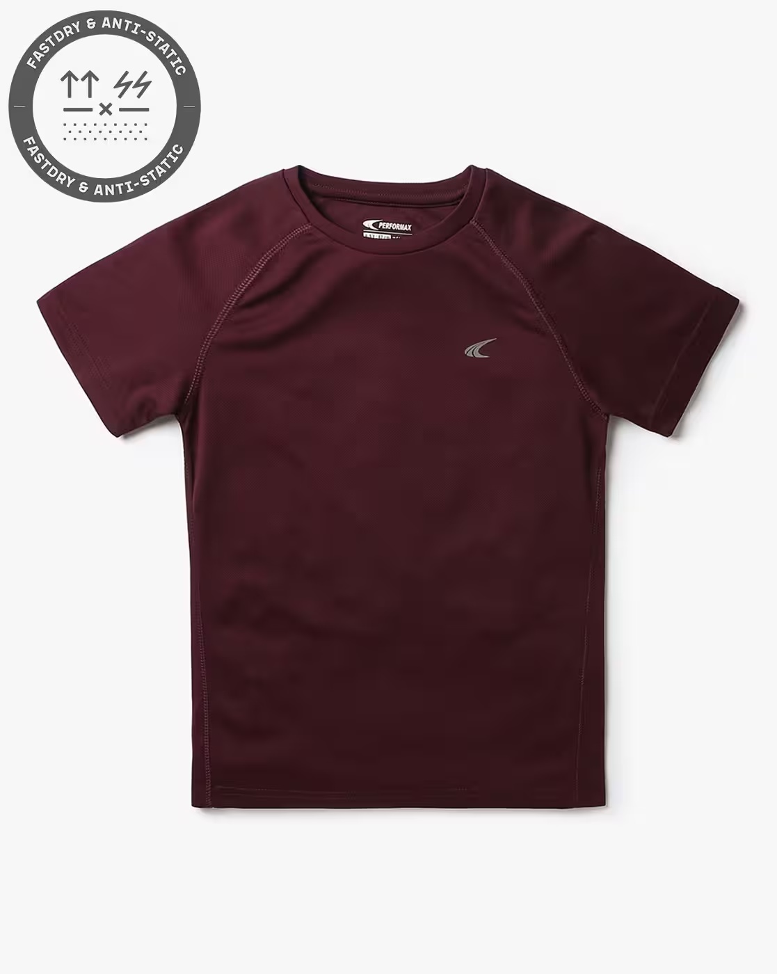 Boys Crew-Neck T-Shirt with Raglan Sleeves - PERFORMAX Maroon