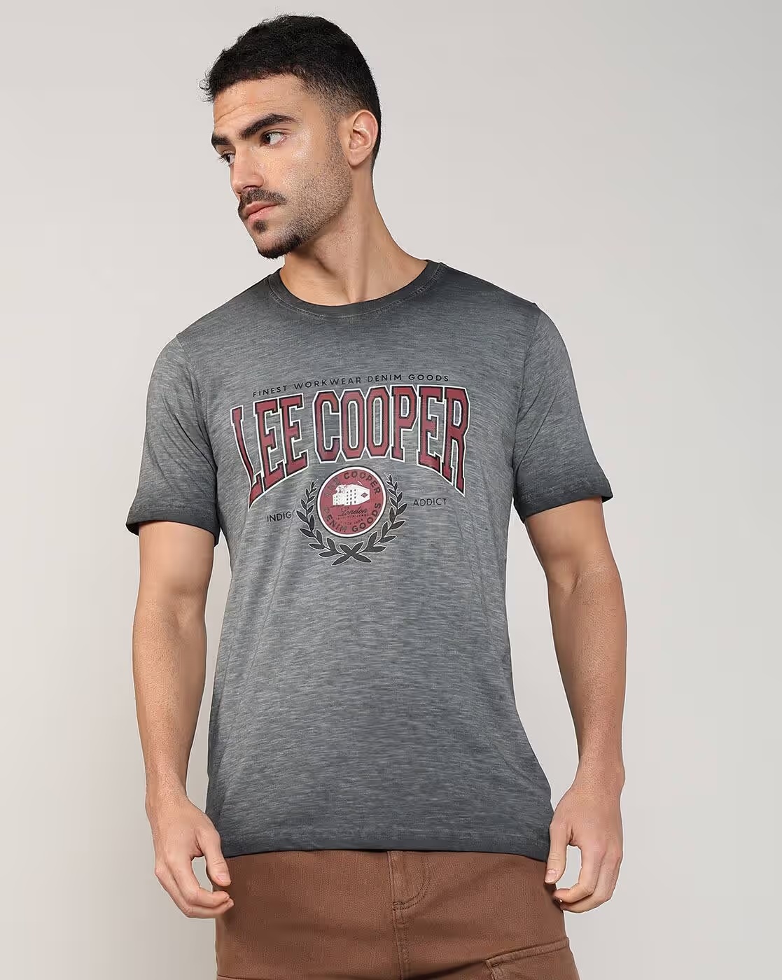 Men Brand Print Regular Fit Crew-Neck T-Shirt - Lee Cooper