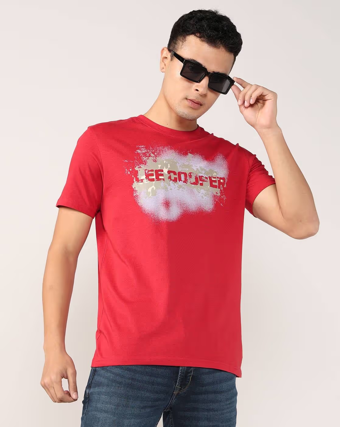 Men Brand Print Regular Fit Crew-Neck T-Shirt - Lee Cooper