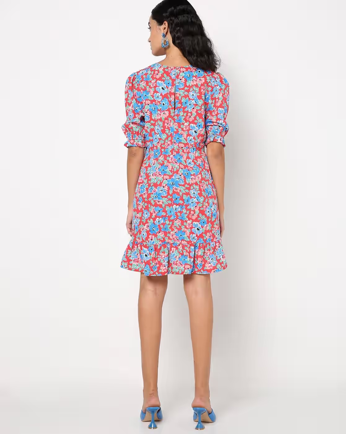 Floral Print Skater Dress - RIO Coral