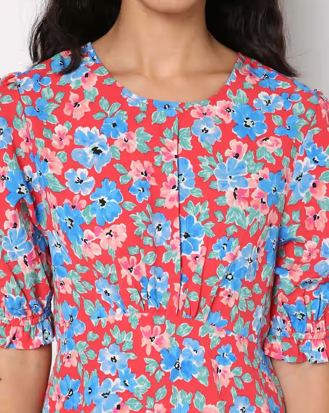 Floral Print Skater Dress - RIO Coral