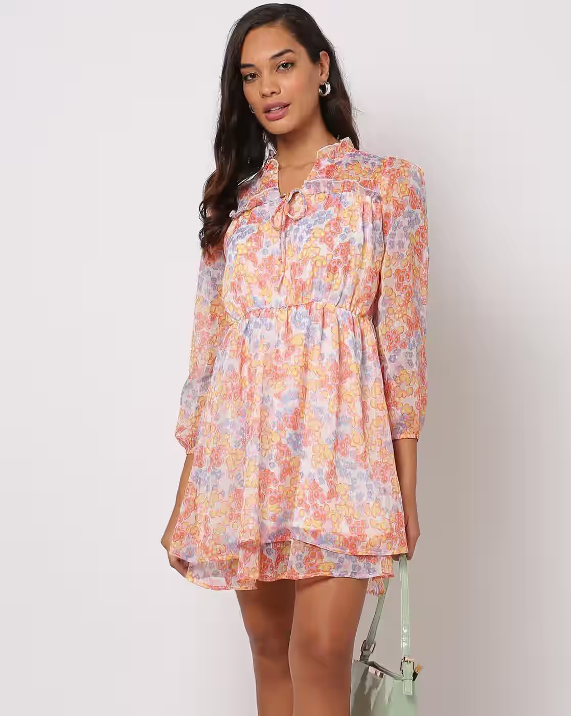 Floral Print Fit & Flare Dress - RIO Off-White