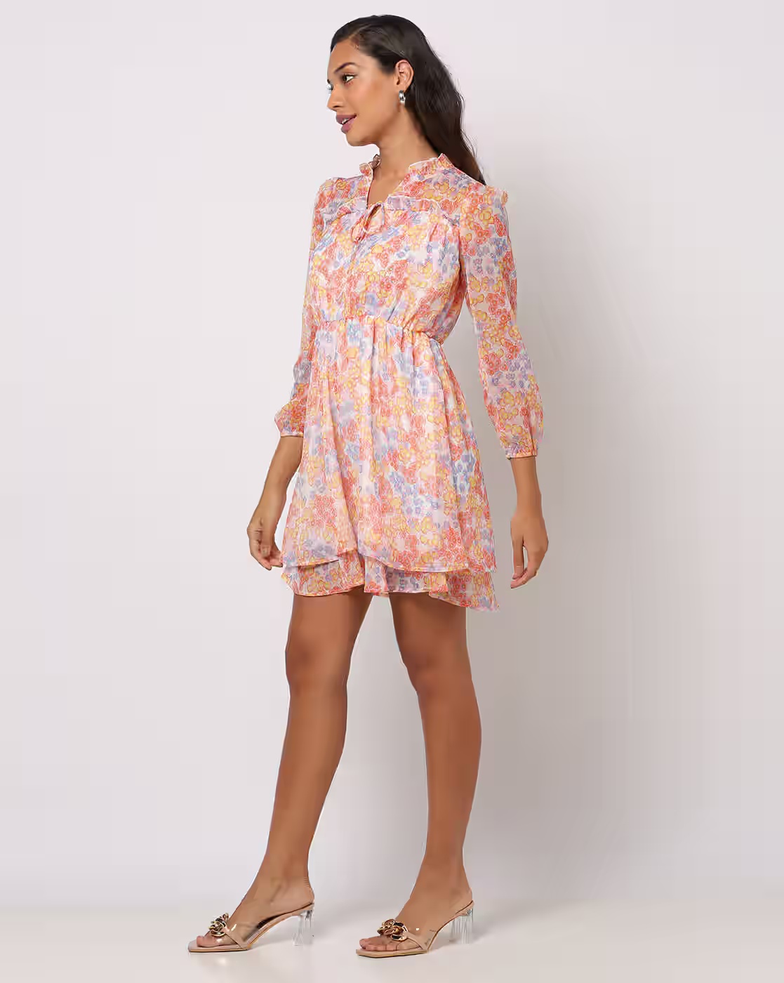 Floral Print Fit & Flare Dress - RIO Off-White