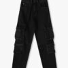 Boys Mid-Rise Straight Fit Cargo Jeans - Lee Cooper Black