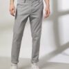 Men Tapered Fit Flat-Front Chinos - NETPLAY Grey