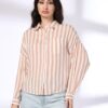 Women Striped Relaxed Fit Shirt - DNMX Brown & White