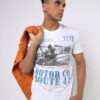 Graphic Print Slim Fit Round-Neck T-shirt - DNMX White