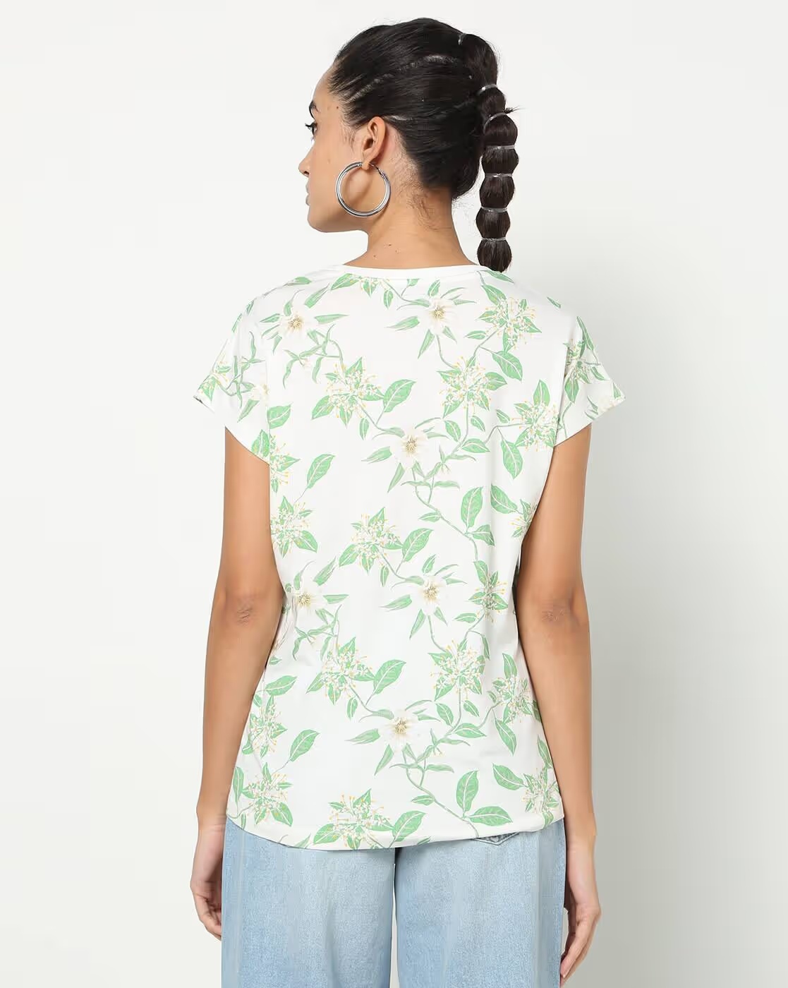 Floral Print Round-Neck T-shirt - DNMX