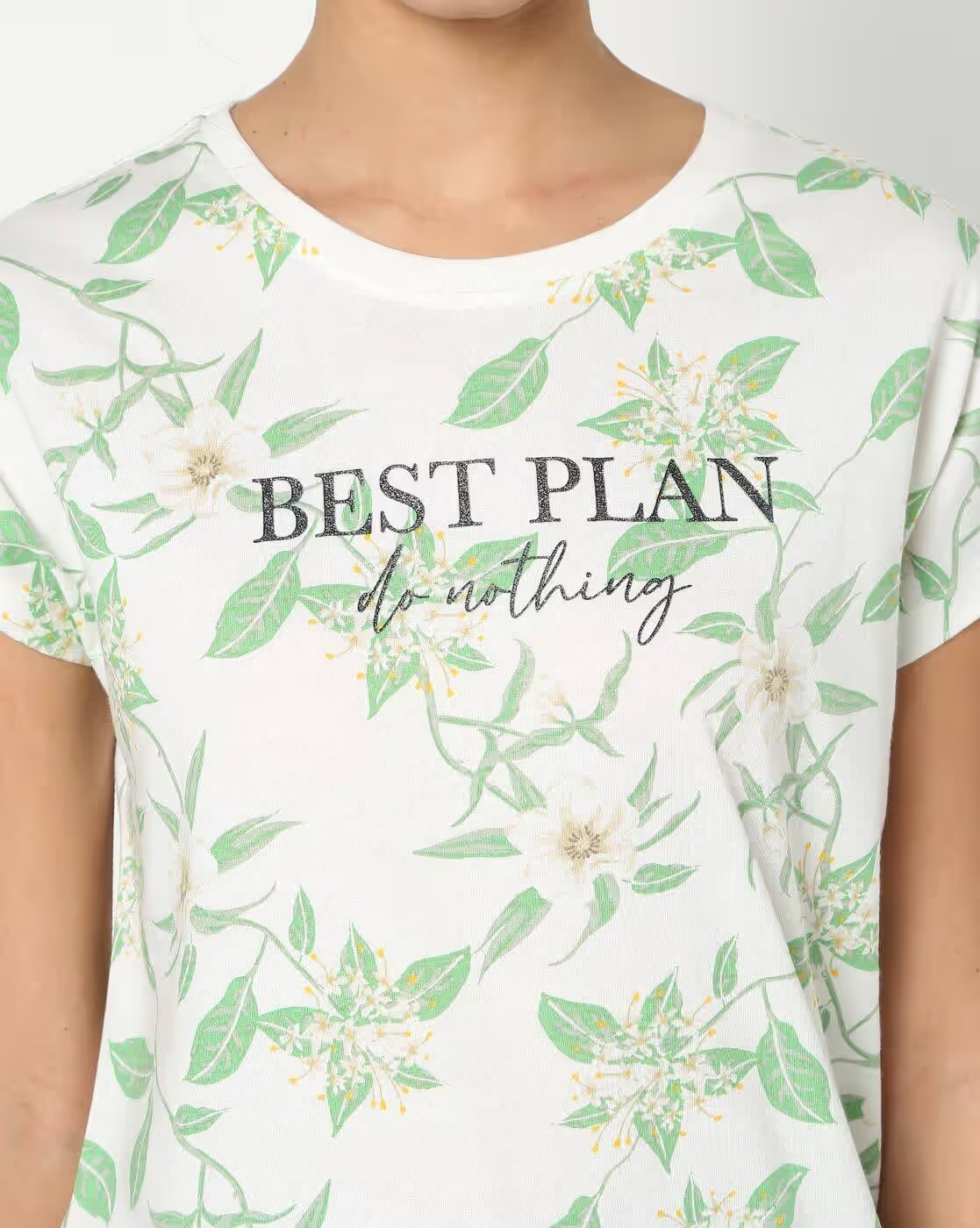 Floral Print Round-Neck T-shirt - DNMX