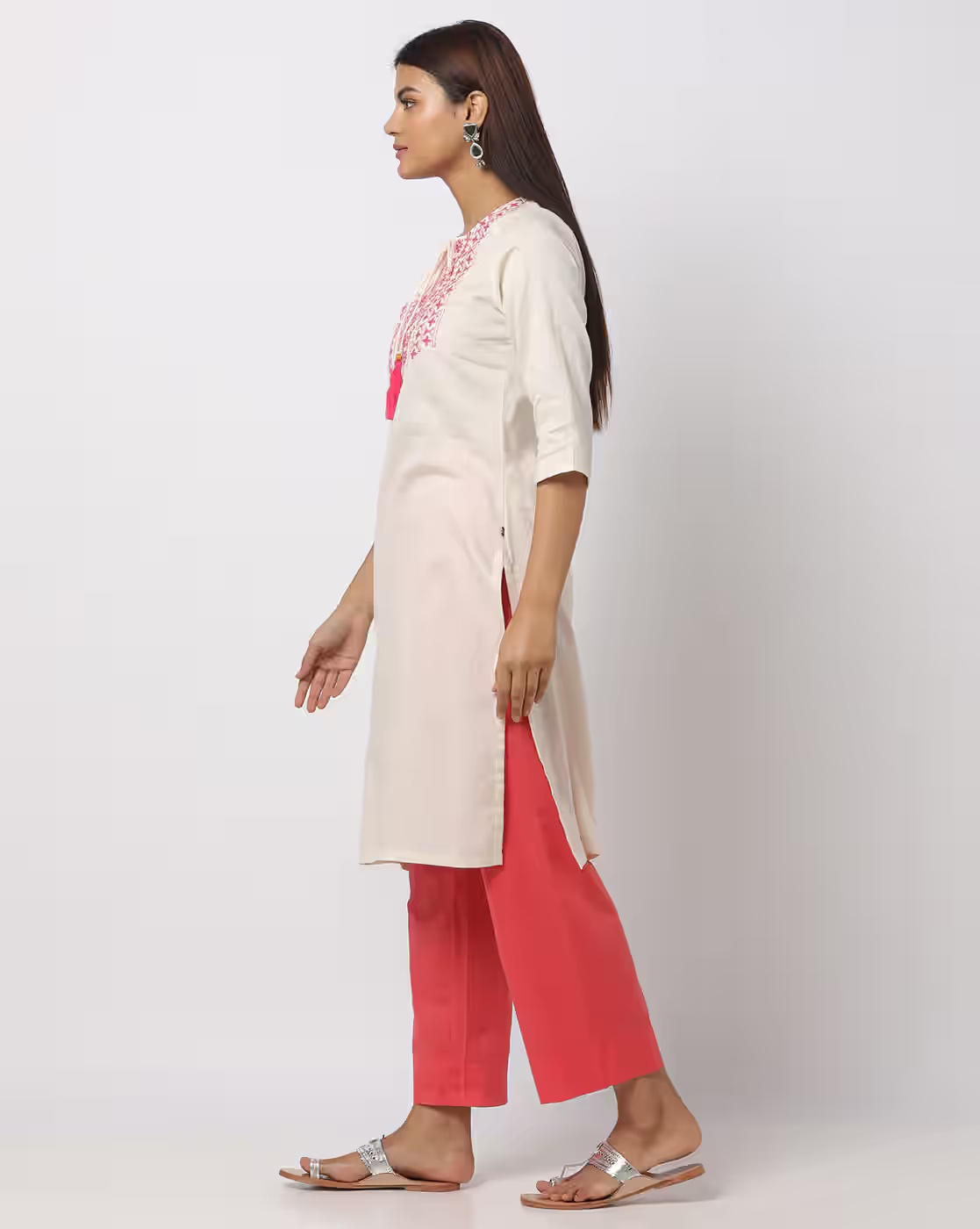 Embroidered Straight Kurta - AVAASA MIX N' MATCH