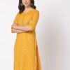 Foil Print Straight Kurta - AVAASA MIX N' MATCH Mustard
