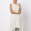 Dobby Print A-Line Kurta with High-Low Hem - AVAASA MIX N' MATCH Cream
