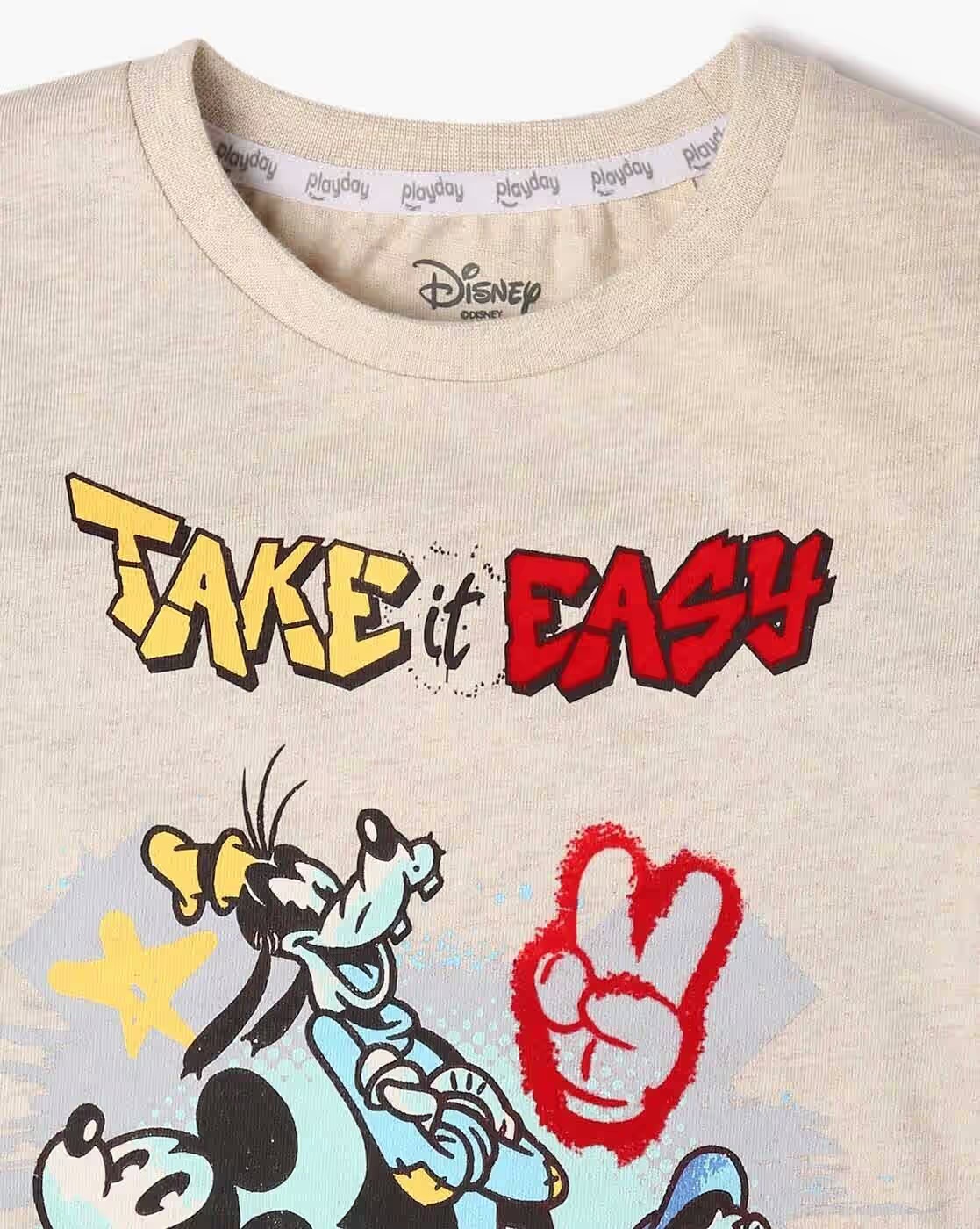 Boys Disney Regular Fit Crew-Neck T-Shirt - PLAYDAY Multicoloured