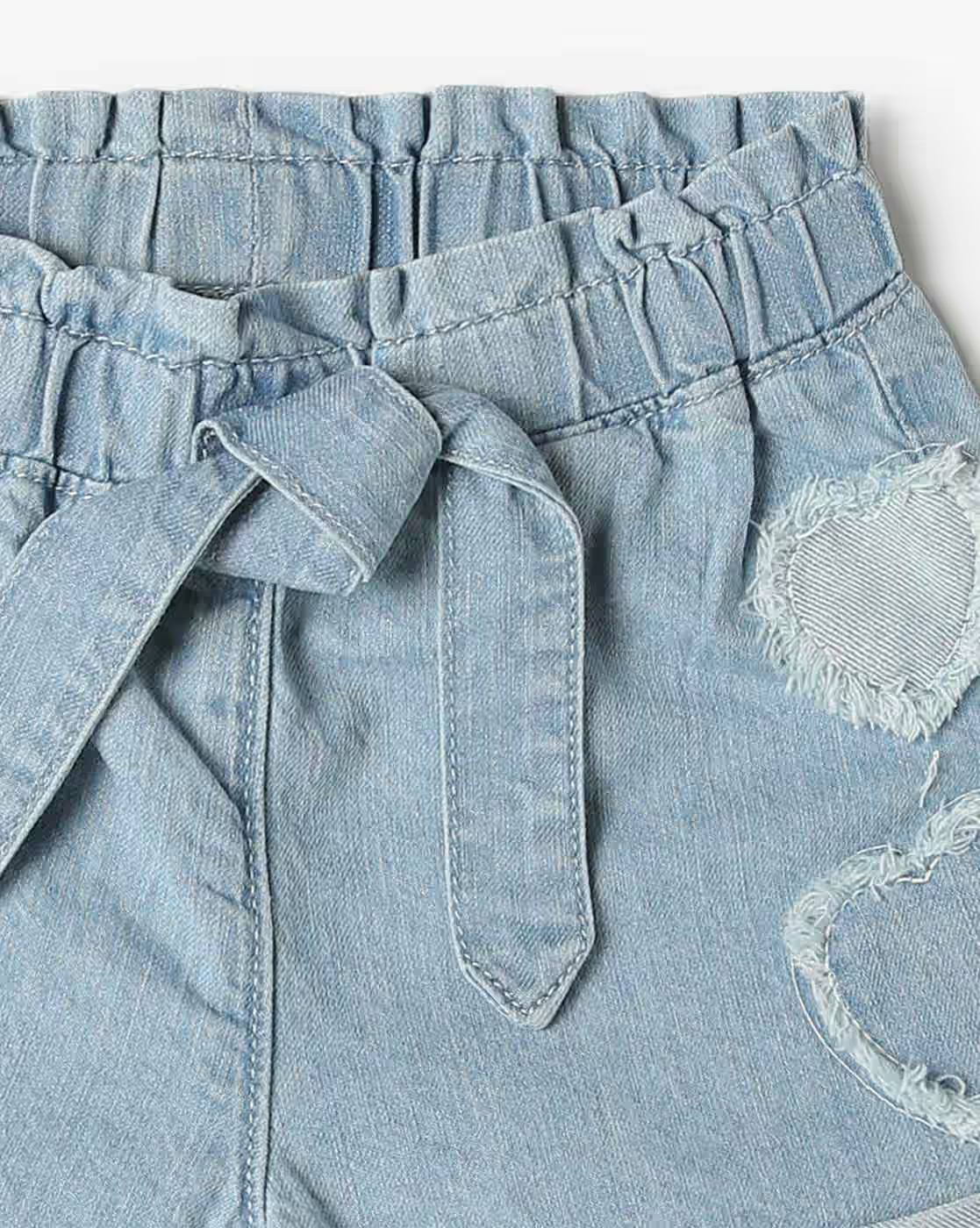 Girls Distressed Regular Fit Shorts - INF FRENDZ Blue