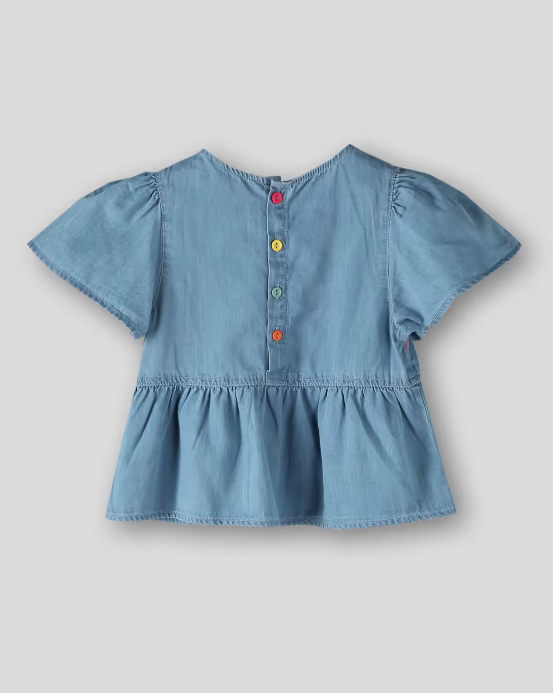 Girls Embroidered Slim Fit Peplum Top - KG FRENDZ Blue