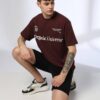 Men Typographic Print Boxy Fit Crew-Neck T-Shirt - Teamspirit Mauve Purple