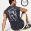 Men Acid Washed Tank T-Shirt - PERFORMAX Navy Blue