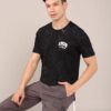 Men Brand Print Regular Fit Crew-Neck T-Shirt - Lee Cooper Black