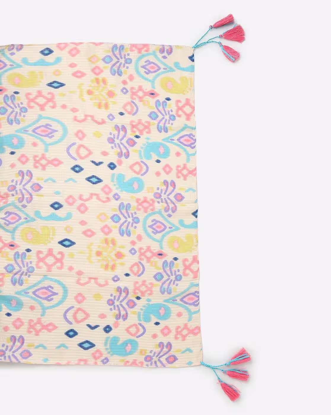 Floral Print Scarf with Tassels - FIG