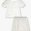Girls Embroidered Top & Skirt Set - KG FRENDZ Off White