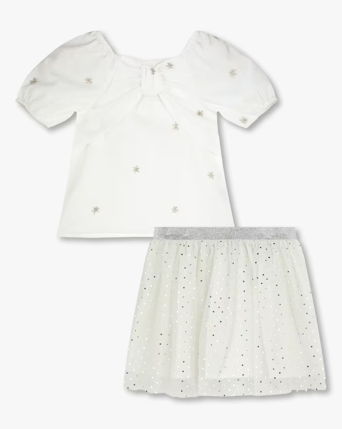 Girls Embroidered Top & Skirt Set - KG FRENDZ Off White