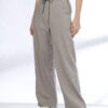 Women Wide Leg Trousers with Contrast Drawstring Waist - RIO