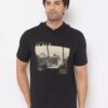 Men Graphic Print Slim Fit Hooded T-Shirt - DUKE Black