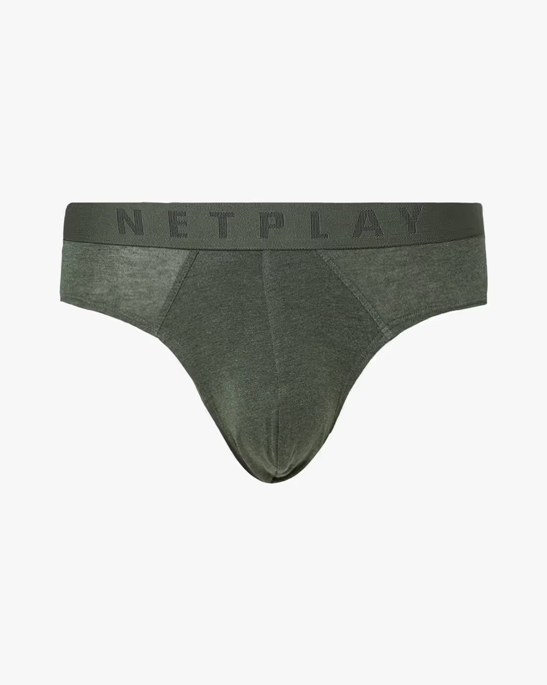 Cotton Briefs with Logo Waistband - NETPLAY Olive Green