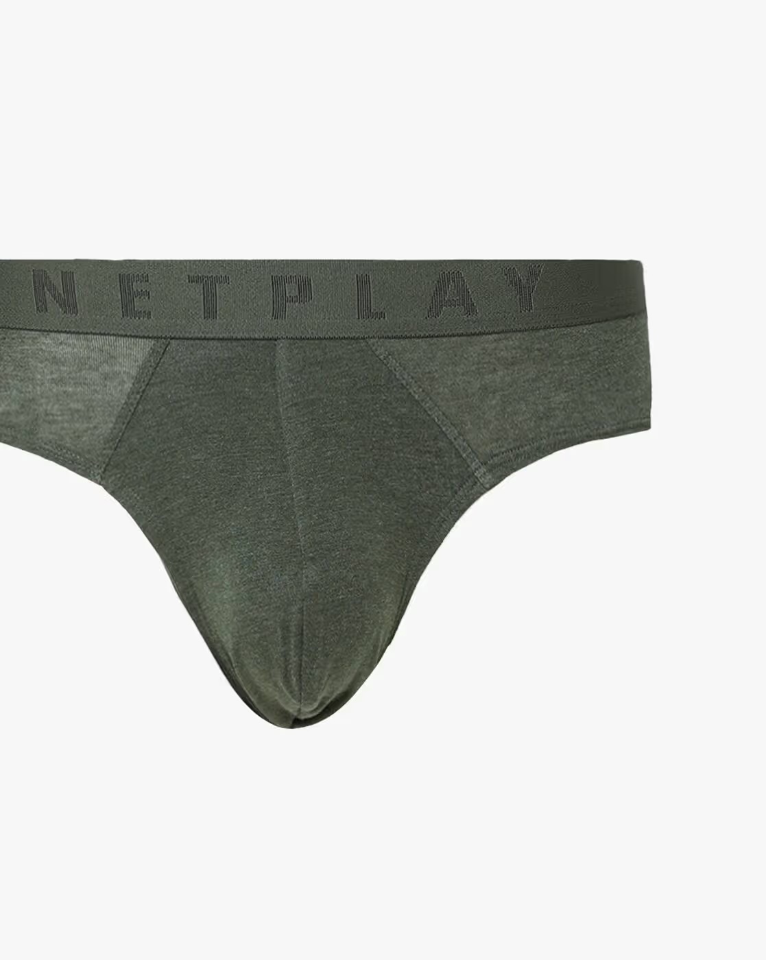 Cotton Briefs with Logo Waistband - NETPLAY Olive Green
