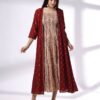 Women Striped Tiered Dress with Jacket - AVAASA SET
