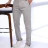 Men Tapered Fit Flat-Front Chinos - NETPLAY Grey