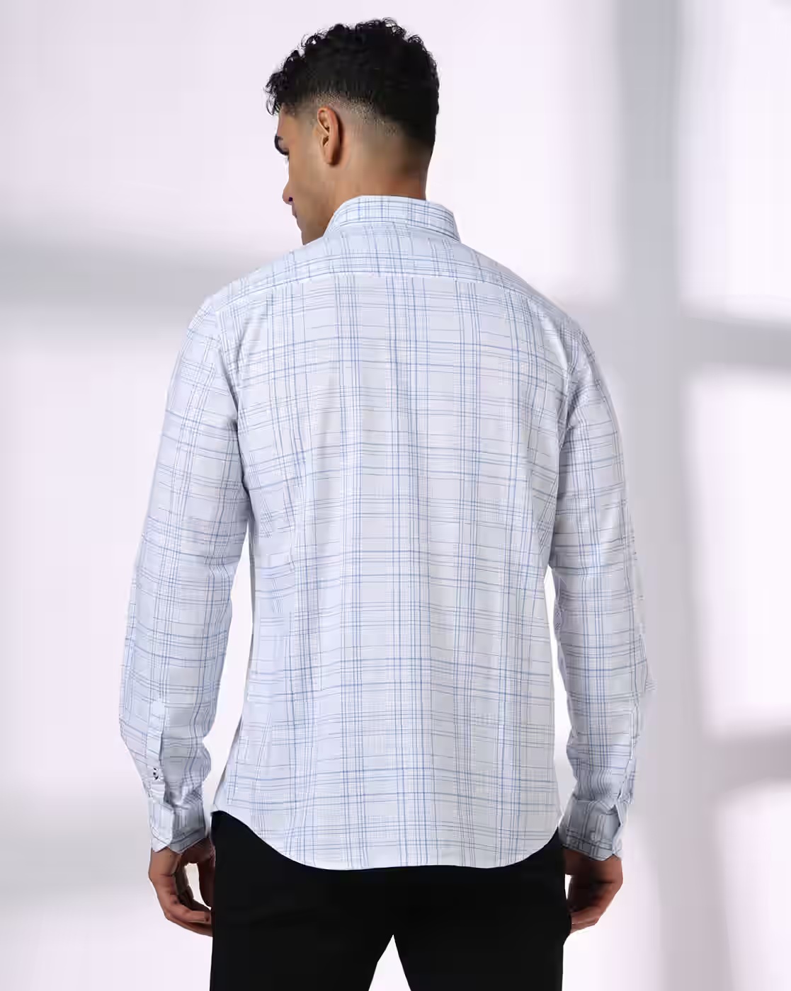 Men Checked Regular Fit Shirt with Patch Pocket - NETPLAY White