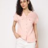 Button-Down Top with Mandarin Collar - DNMX Peach