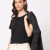 Embellished Crew-Neck Relaxed Fit T-Shirt - DNMX Jet Black