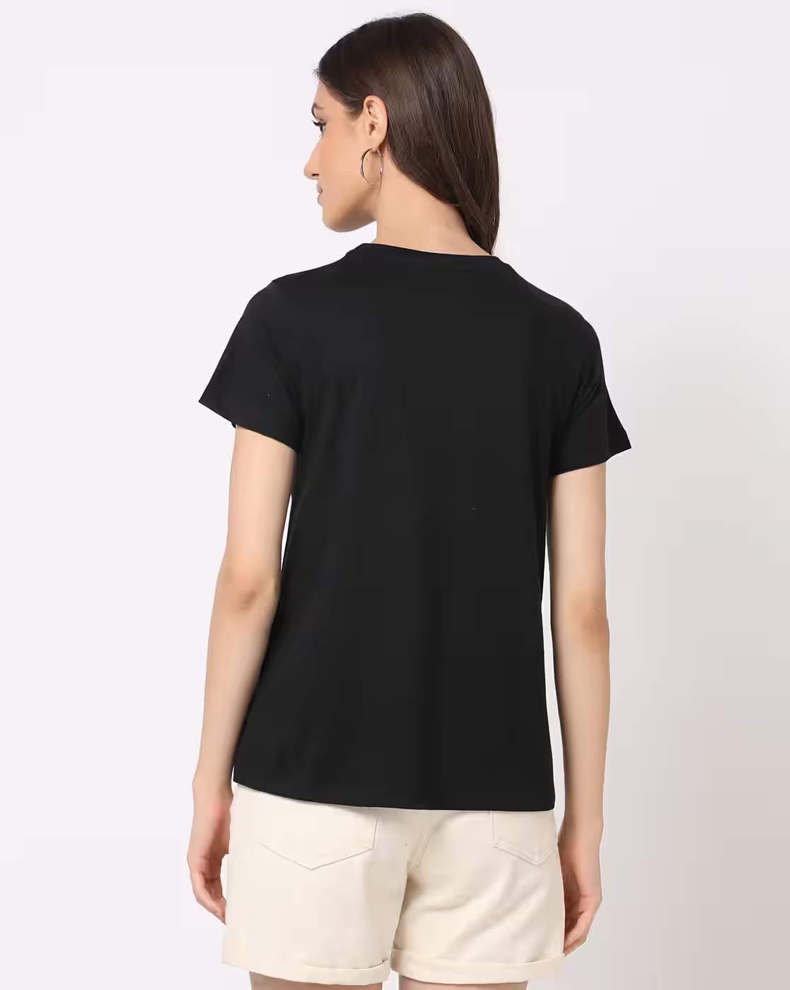 Embellished Crew-Neck Relaxed Fit T-Shirt - DNMX Jet Black