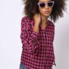 Checked Shirt with Sleeve Tie-Up - DNMX Pink