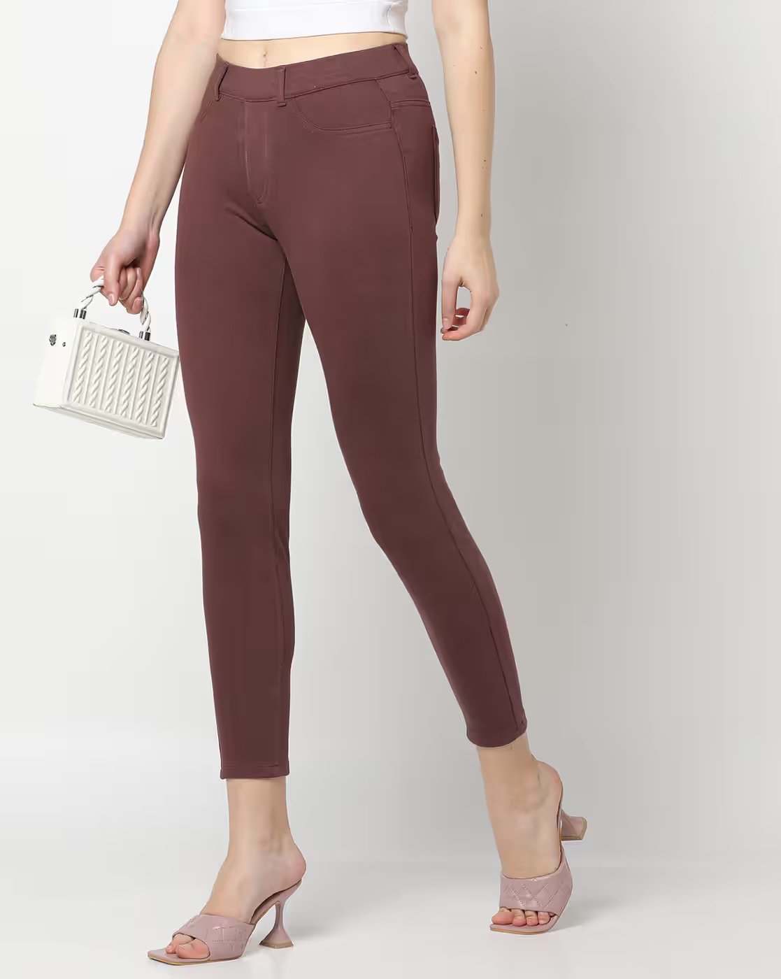Cotton Skinny Fit Pants - FIG