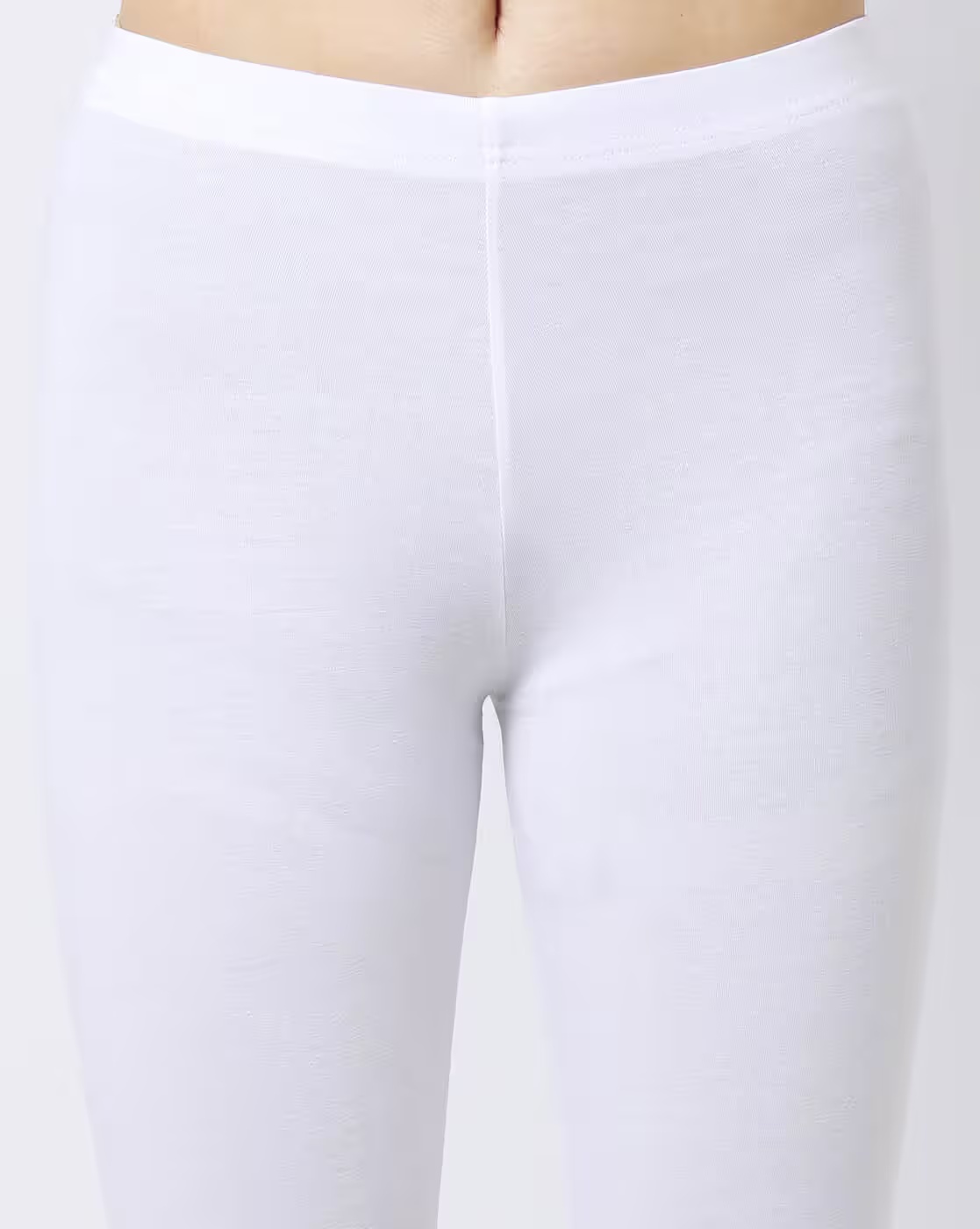 Ankle-Length Leggings with Elasticated Waist - AVAASA MIX N' MATCH White