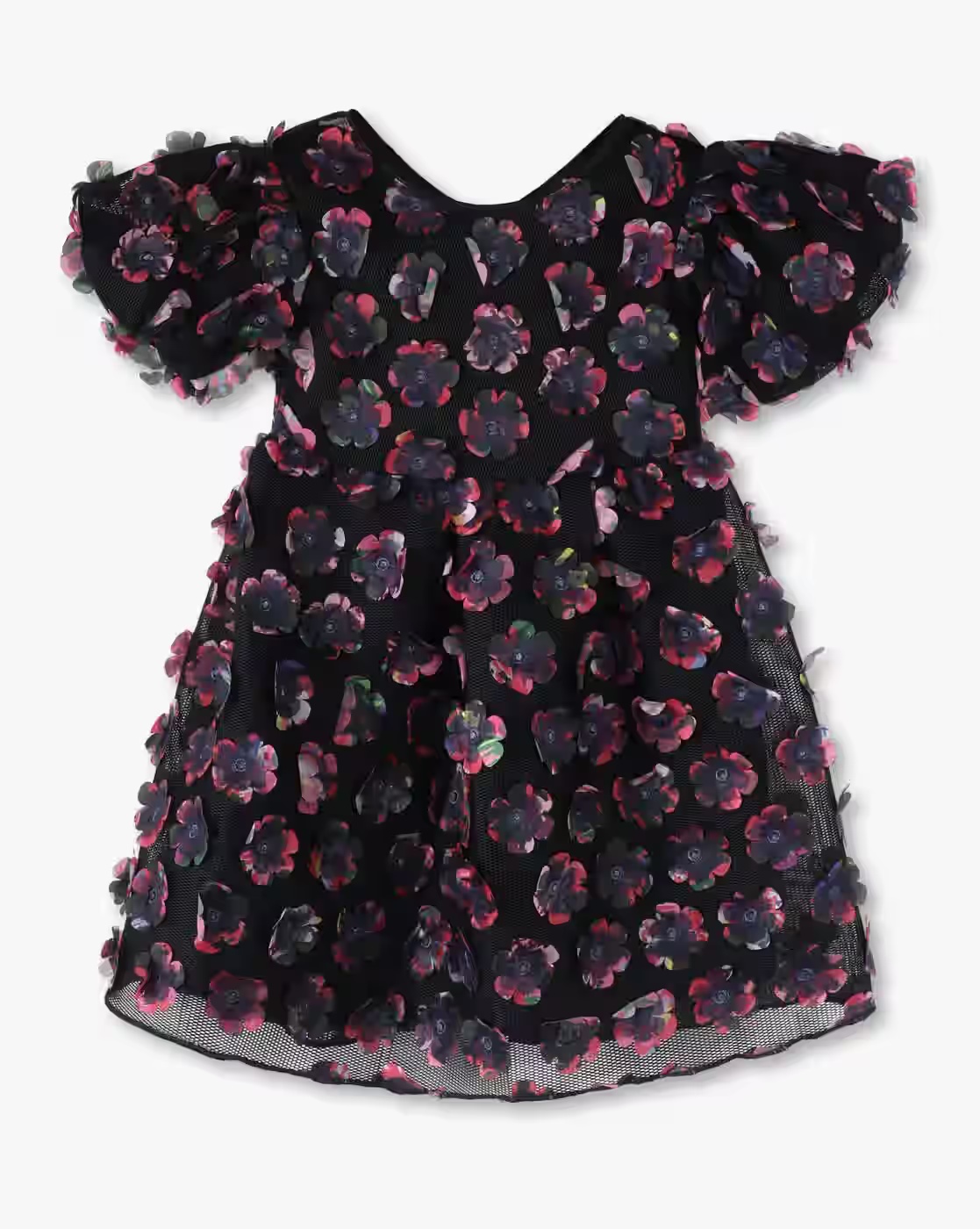 Girls Fit & Flare Dress with Floral Applique - KG FRENDZ Navy Blue