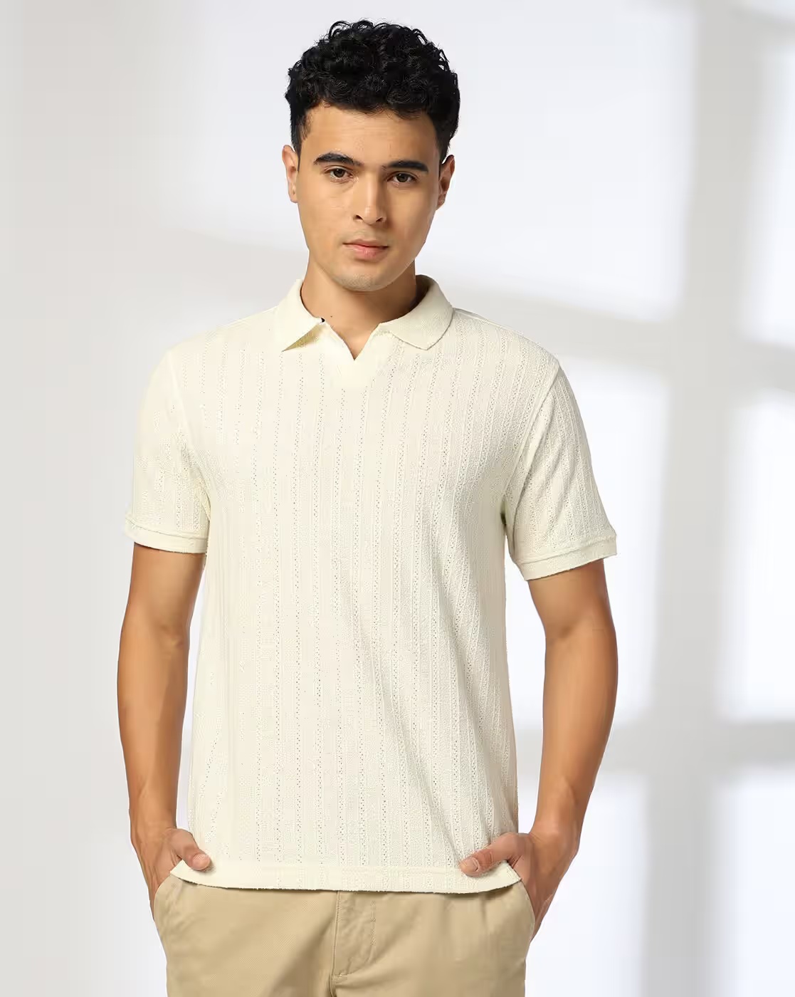 Men Slim Fit Polo T-Shirt - NETPLAY White - TRENDS