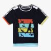 Boys Graphic Print Relaxed Fit Crew-Neck T-Shirt - PLAYDAY Navy Blue