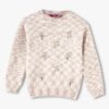 Girls Embroidered Round-Neck Sweater - KG FRENDZ Off White