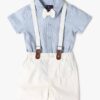 Boys Shirt with Shorts & Suspender Bow Set - INF FRENDZ blue