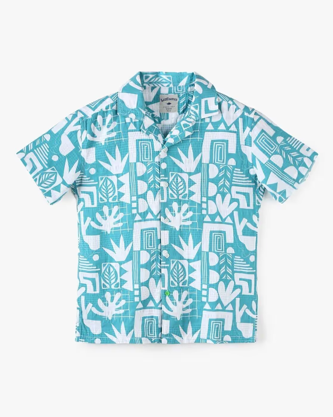 Boys All-Over Print Relaxed Fit Cotton Shirt - Lee Cooper Green