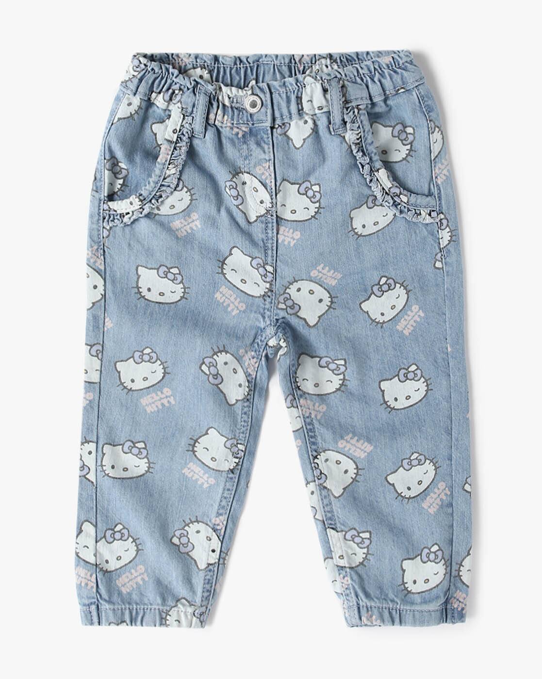 Girls All-Over Print Joggers Jeans - INF FRENDZ Blue