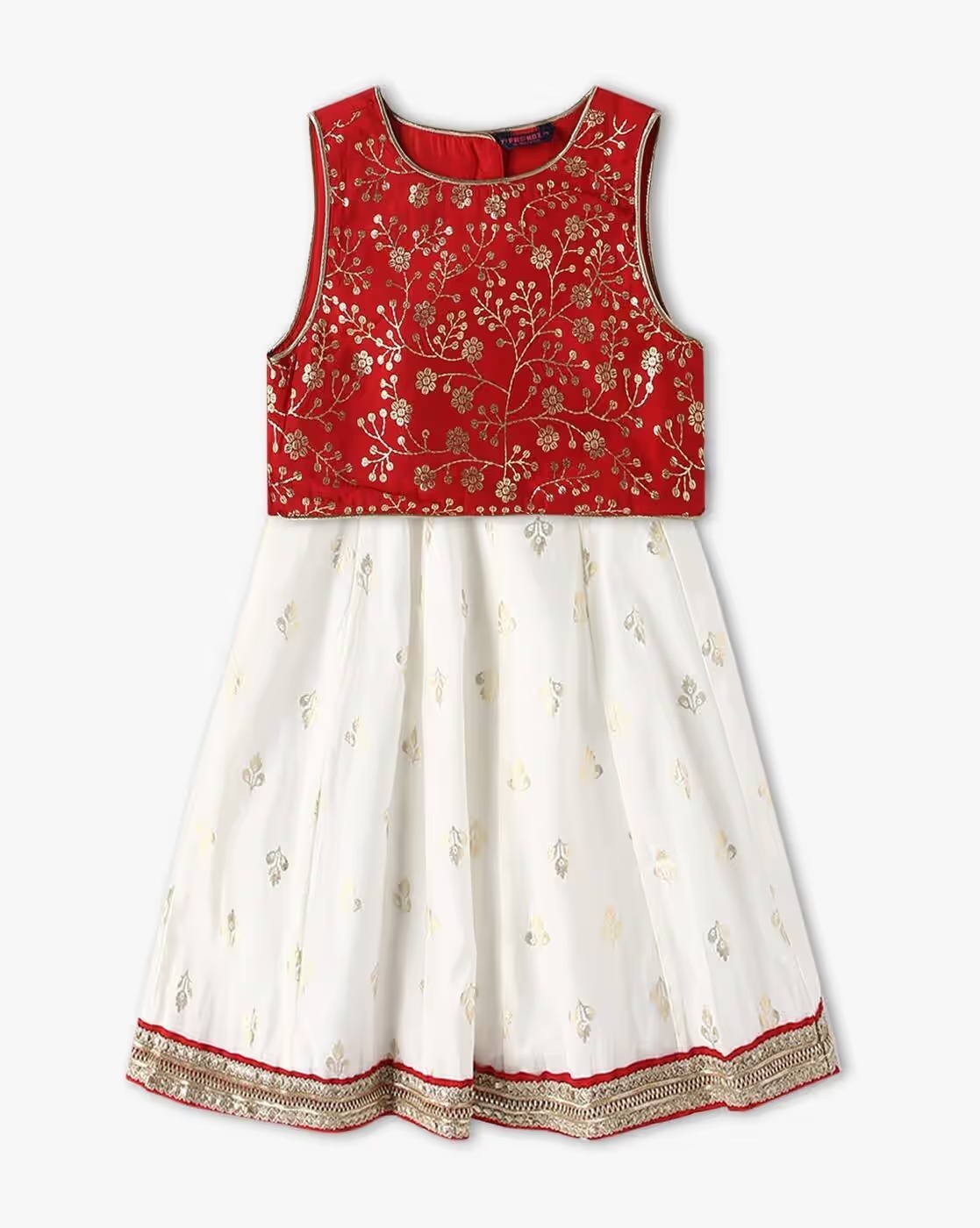 Girls Foil Print Lehenga Choli Set - INF FRENDZ Red