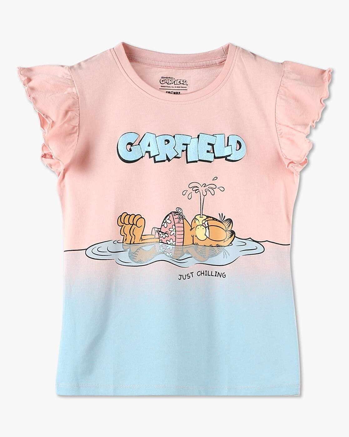 Girls Garfield Print Slim Fit Round-Neck T-Shirt - KG FRENDZ